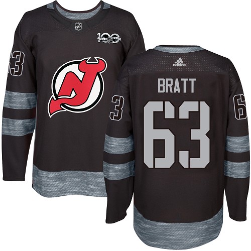 Adidas Devils #63 Jesper Bratt Black 1917-100th Anniversary Stitched NHL Jersey
